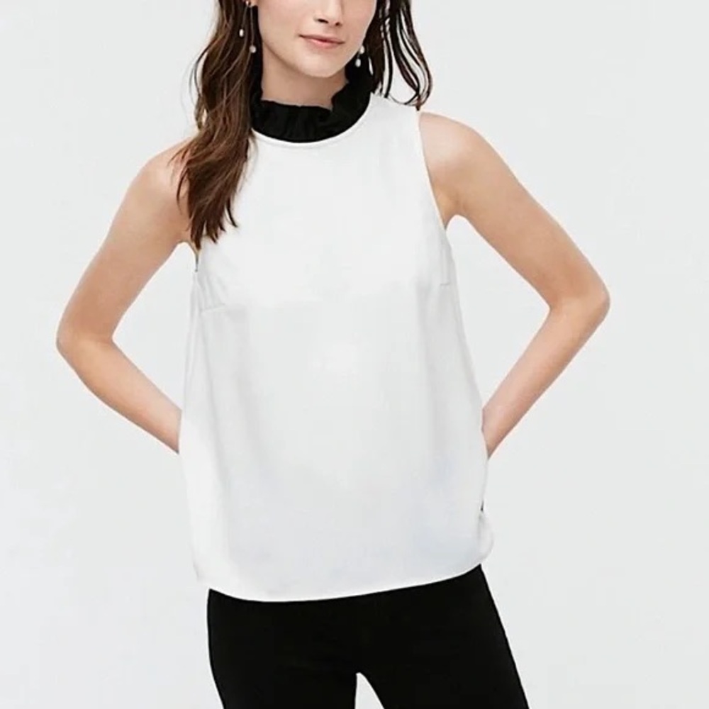 J Crew Sleeveless Ruffle Neck Top NWT